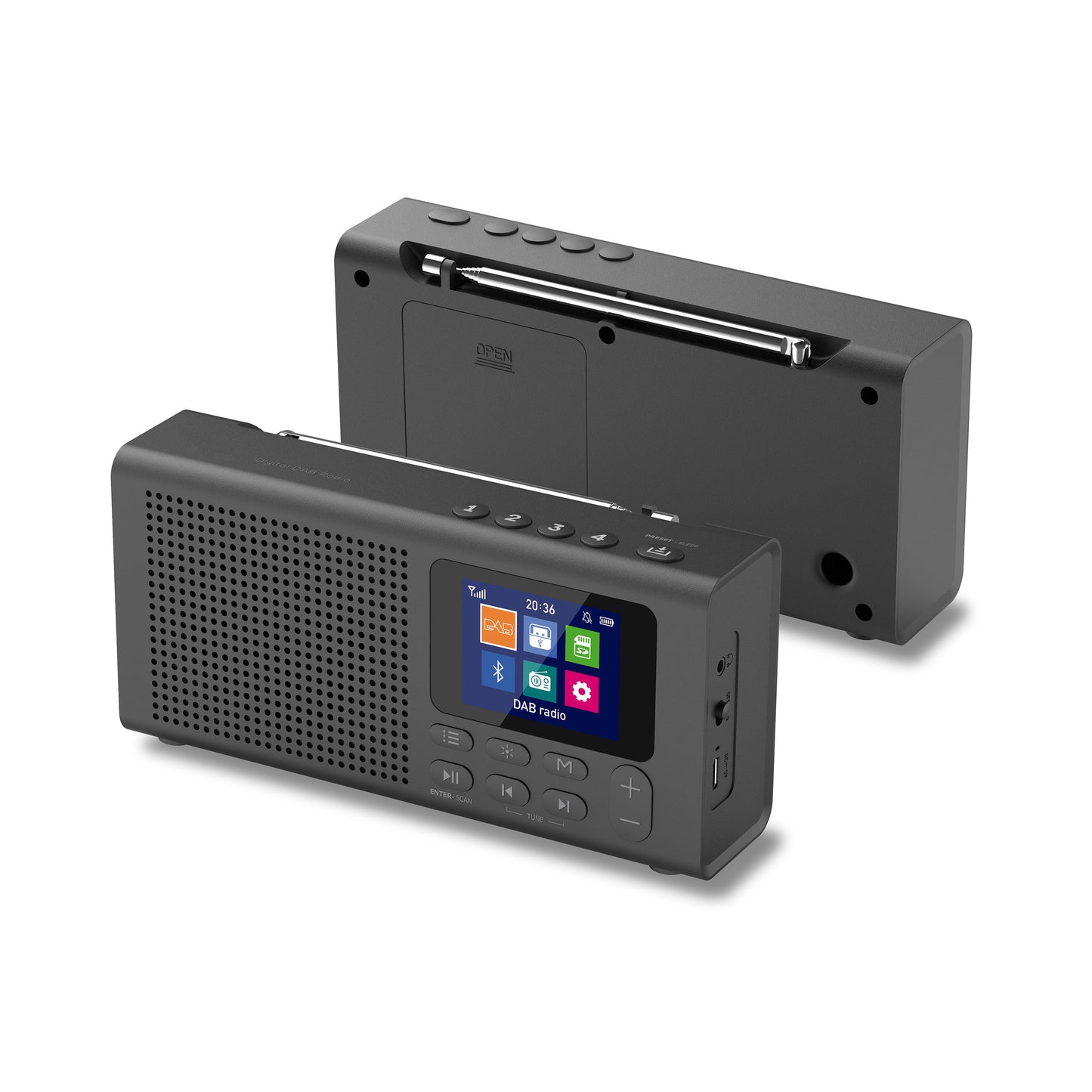 Portable DAB Radio Mains and Battery Powered DAB FM Radio with Alarm Clock