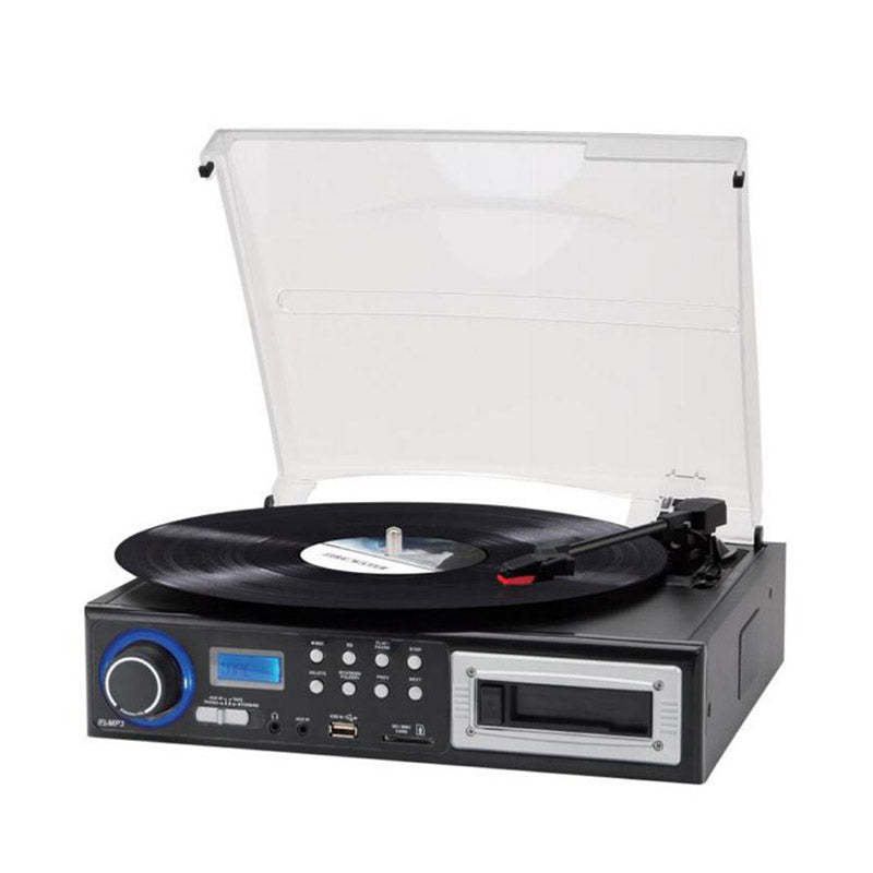 Retro Style Vinyl Record Player Phonograph Turntable with AM/FM USB/SD Speakers and Headphone Jack