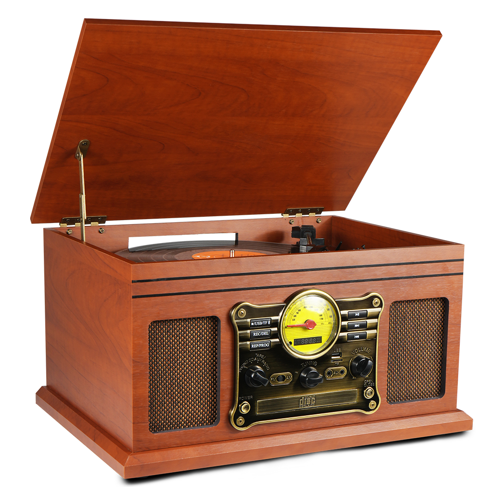 TE-007R High end wooden 3 speed gramophone cd player stereo hifi sound bluetooth retro vinyl turntable record player