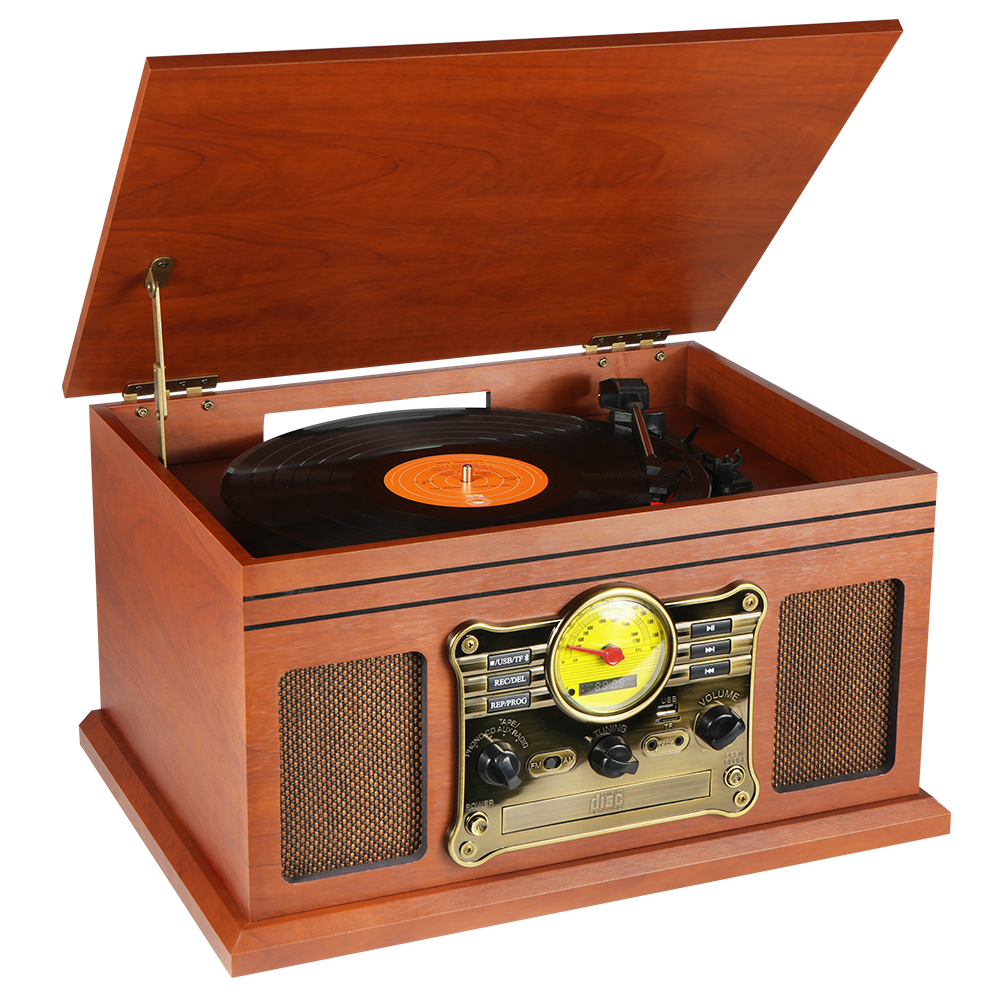 TE-007R High end wooden 3 speed gramophone cd player stereo hifi sound bluetooth retro vinyl turntable record player
