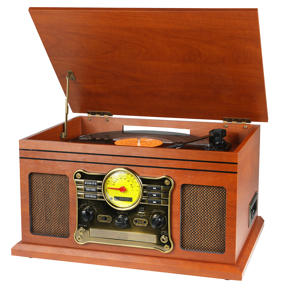 TE-007R High end wooden 3 speed gramophone cd player stereo hifi sound bluetooth retro vinyl turntable record player