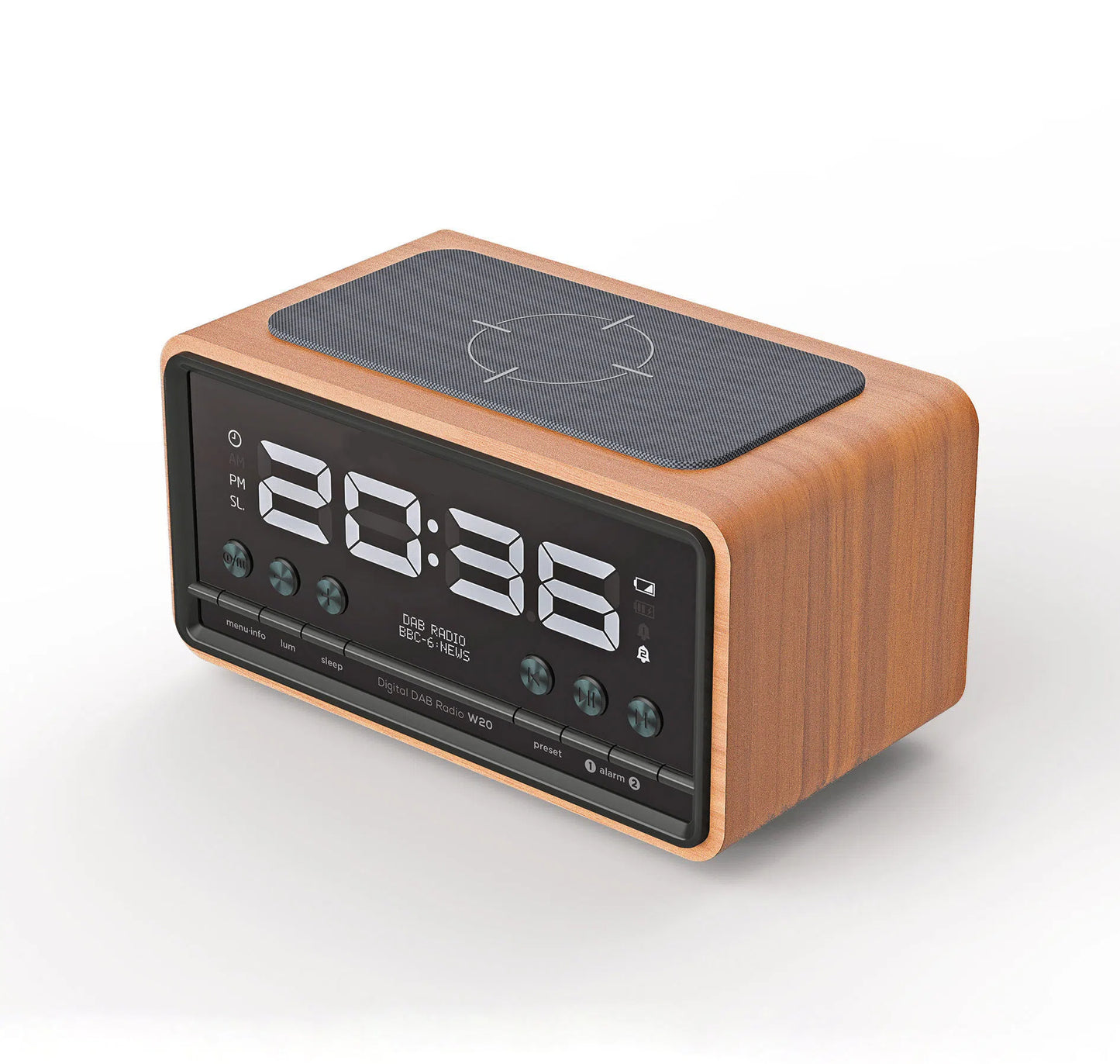 Bedside Wireless Charging DAB Radio Alarm Clock FM Radio
