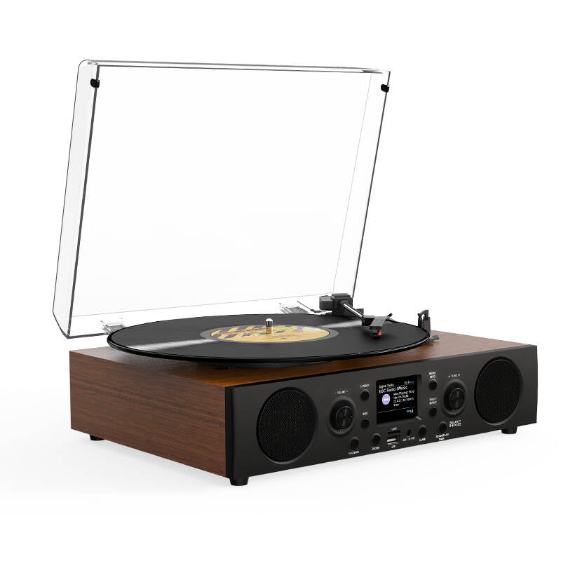 DT-103 Semi-Auto Retro Turntable Record Player With Fm Dab Radio