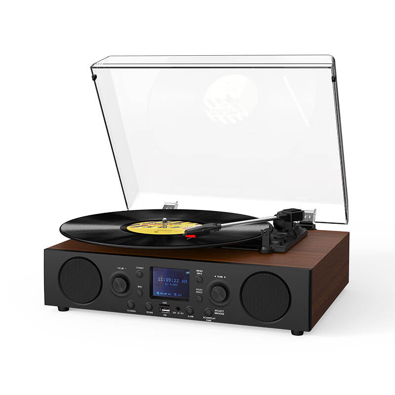 DT-103 Semi-Auto Retro Turntable Record Player With Fm Dab Radio