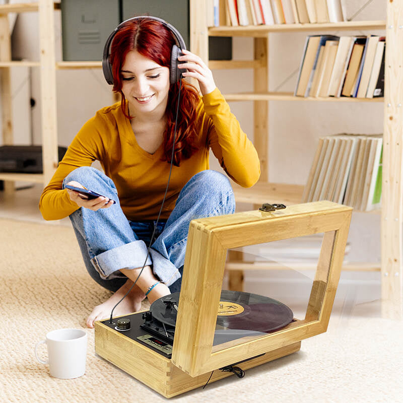 TE-021 Bamboo LP Vinyl Turntable Record Player
