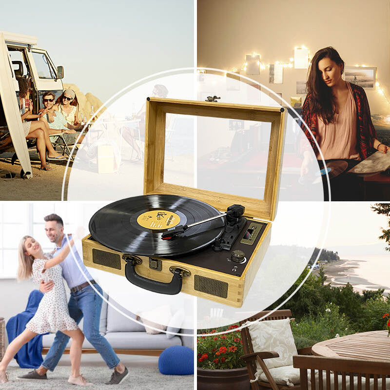 TE-021 Bamboo LP Vinyl Turntable Record Player