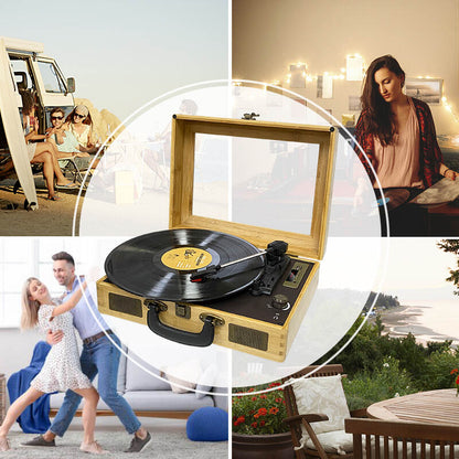 TE-021 Bamboo LP Vinyl Turntable Record Player