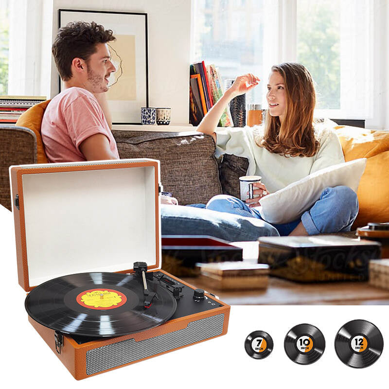 TE-011 High end wooden best price portable suitcase outdoor wireless bluetooth usb fm radio retro vinyl turntable record player