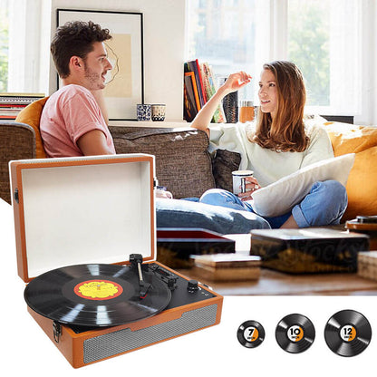 TE-011 High end wooden best price portable suitcase outdoor wireless bluetooth usb fm radio retro vinyl turntable record player