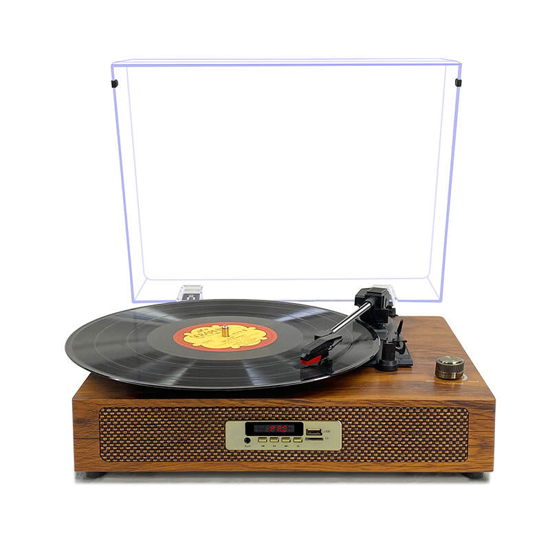 TE-2019 High end wooden 3 speed retro vertical vinyl turntable record player