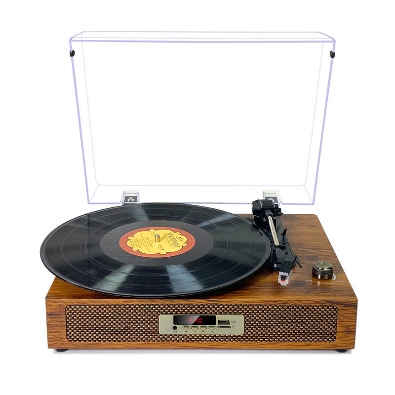TE-2019 High end wooden 3 speed retro vertical vinyl turntable record player