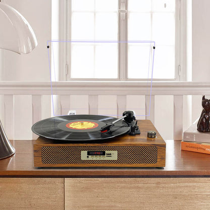TE-2019 High end wooden 3 speed retro vertical vinyl turntable record player