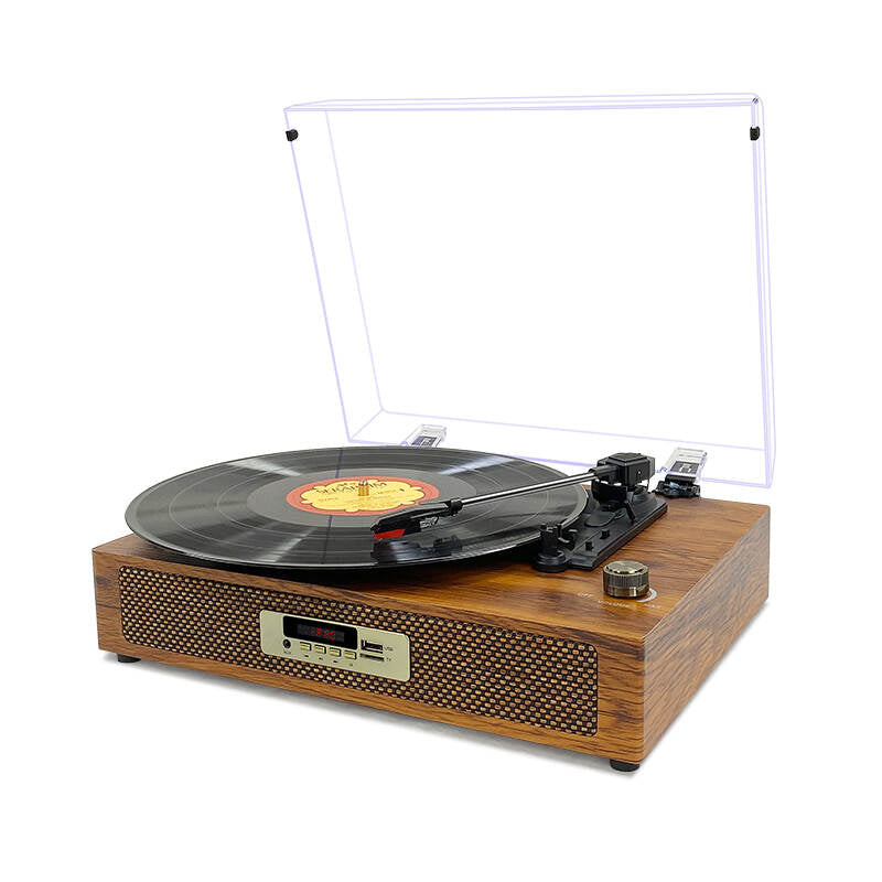 TE-2019 High end wooden 3 speed retro vertical vinyl turntable record player