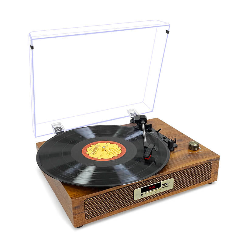 TE-2019 High end wooden 3 speed retro vertical vinyl turntable record player