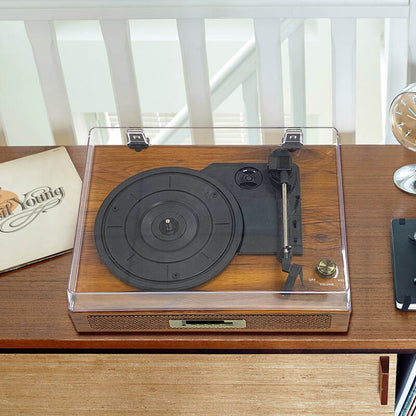 TE-2019 High end wooden 3 speed retro vertical vinyl turntable record player