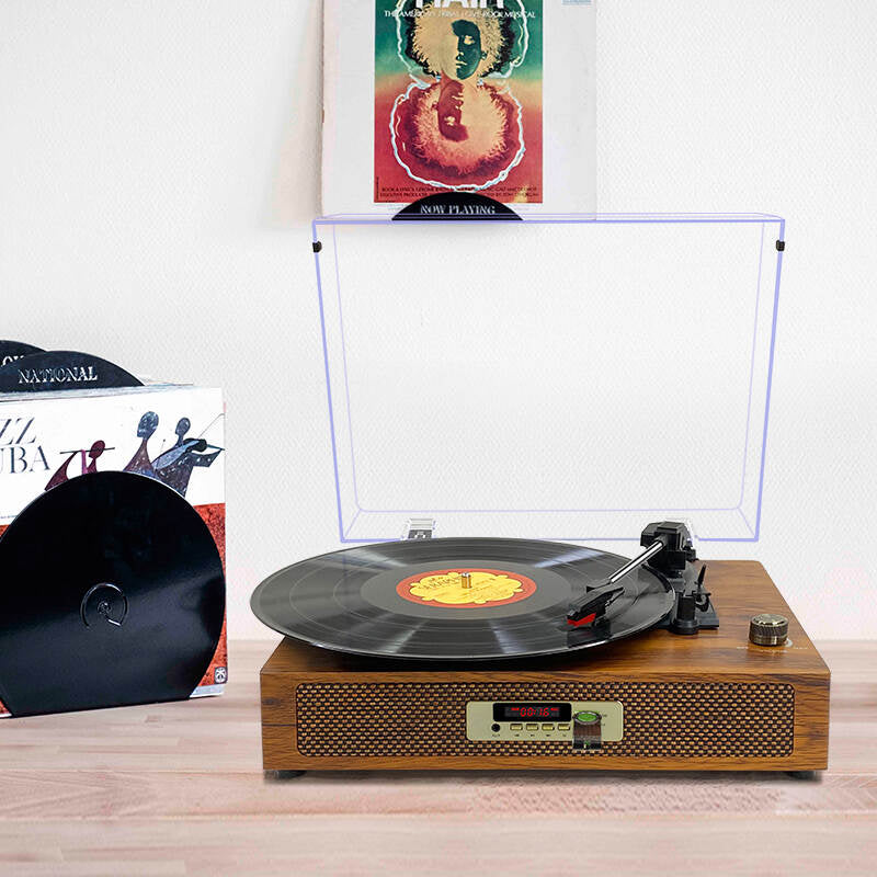 TE-2019 High end wooden 3 speed retro vertical vinyl turntable record player