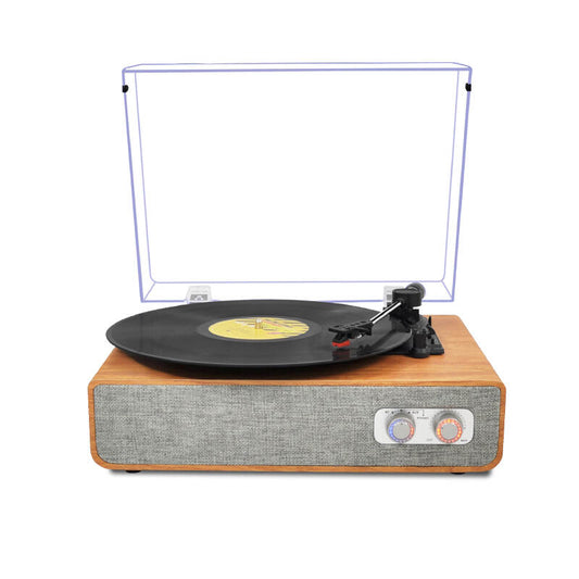 TE-2018 Portable suitcase loud hifi sound super bass bluetooth wooden retro turntable record player