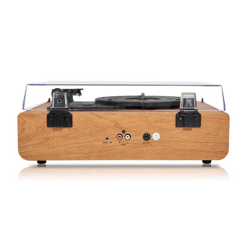 TE-2018 Portable suitcase loud hifi sound super bass bluetooth wooden retro turntable record player