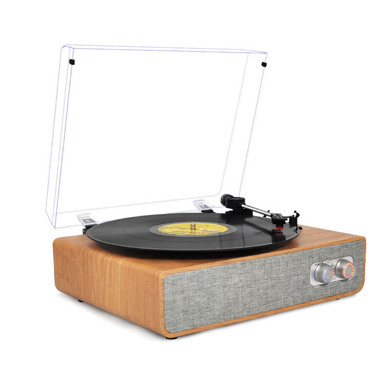 TE-2018 Portable suitcase loud hifi sound super bass bluetooth wooden retro turntable record player