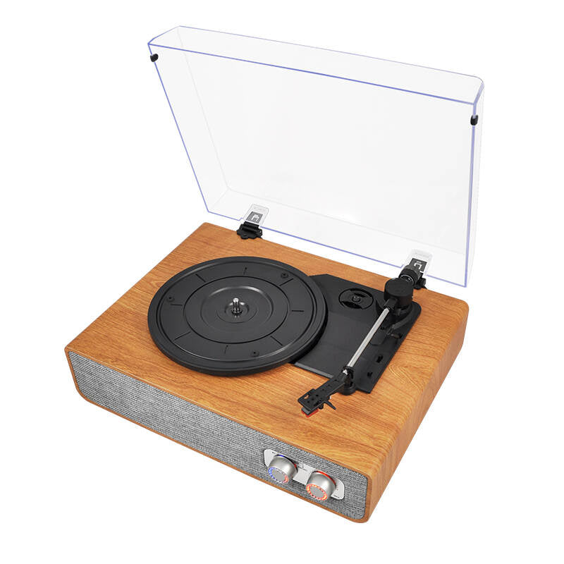 TE-2018 Portable suitcase loud hifi sound super bass bluetooth wooden retro turntable record player