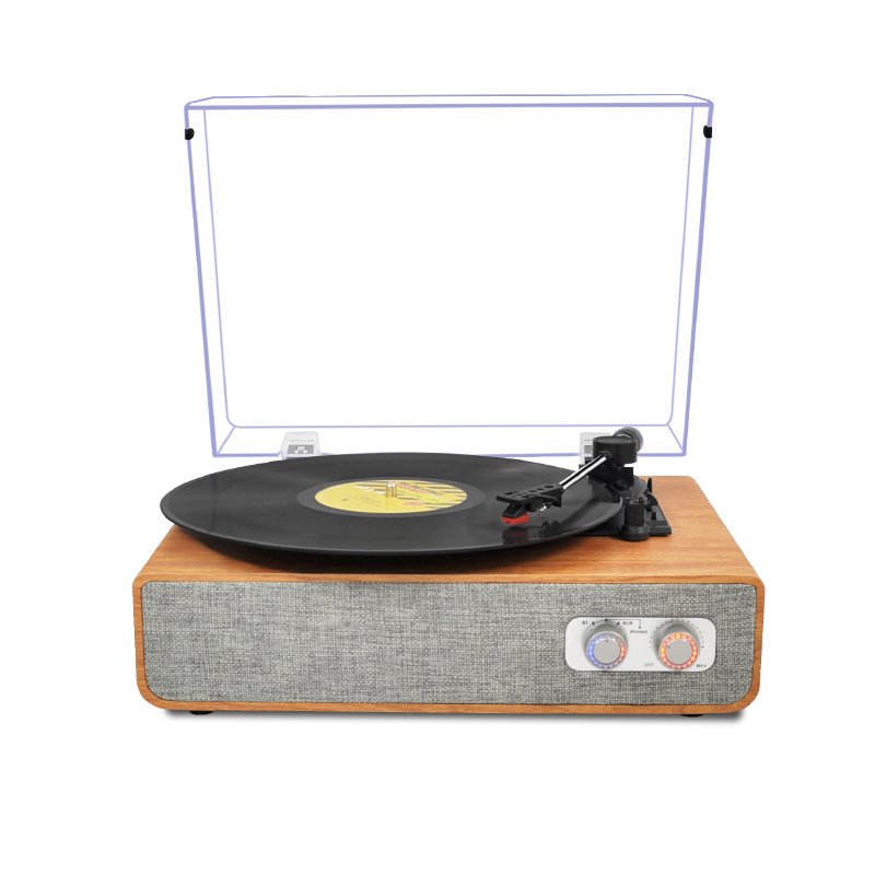 TE-2018 Portable suitcase loud hifi sound super bass bluetooth wooden retro turntable record player