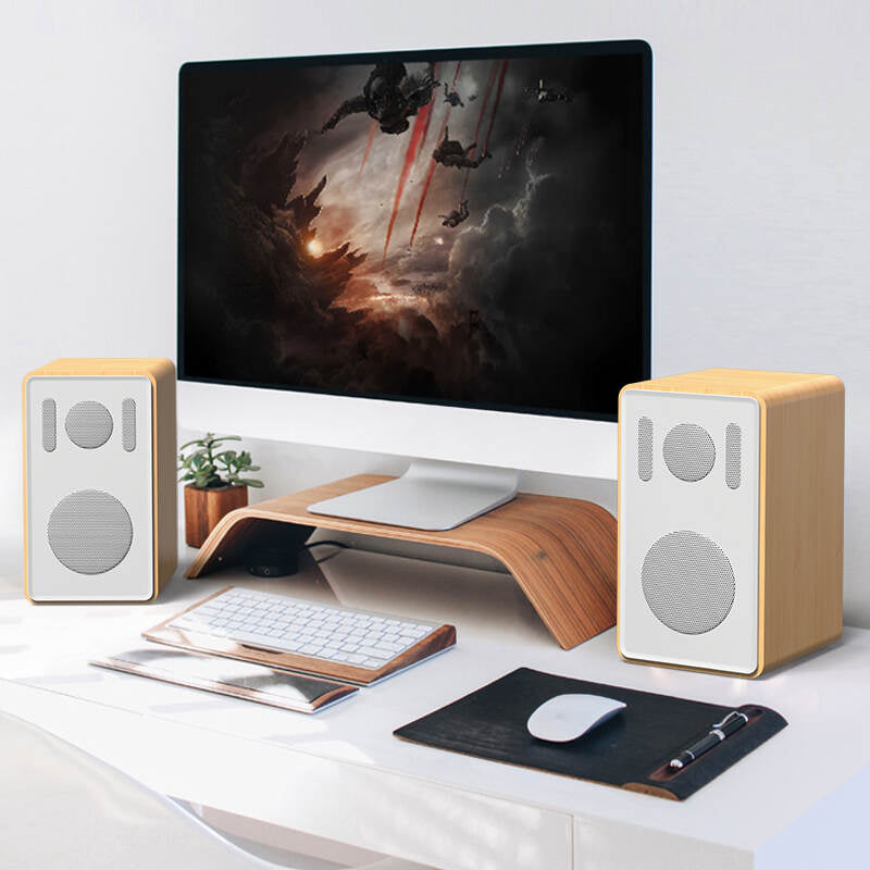 DS-205 Big Power Hot Selling Surround Hifi Sound Wooden Multimedia Bluetooth Usb Aux Fm Radio Bookshelf 2.0 Computer Speaker