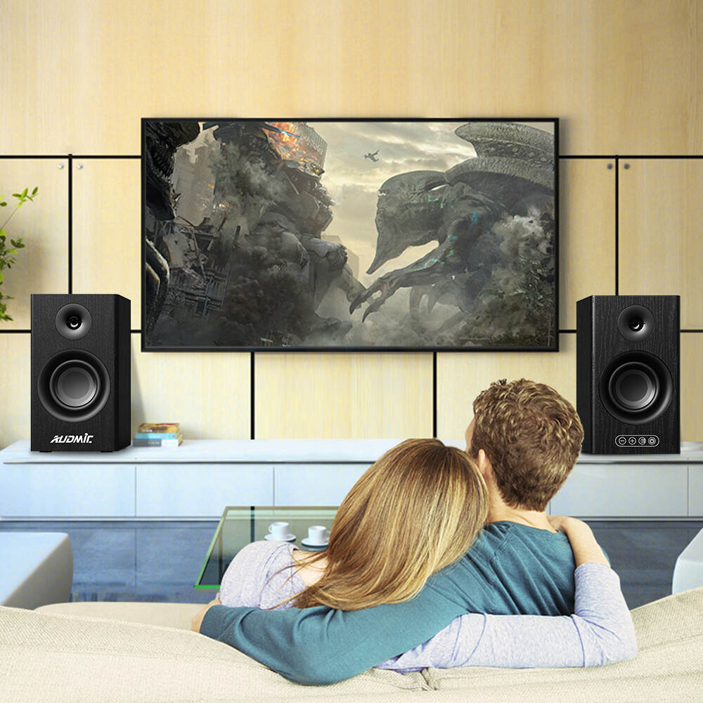 DS-207 OEM Quality Wood Cabinet Multimedia Powered Desktop Bluetooth 2.0 Active Bookshelf Speaker