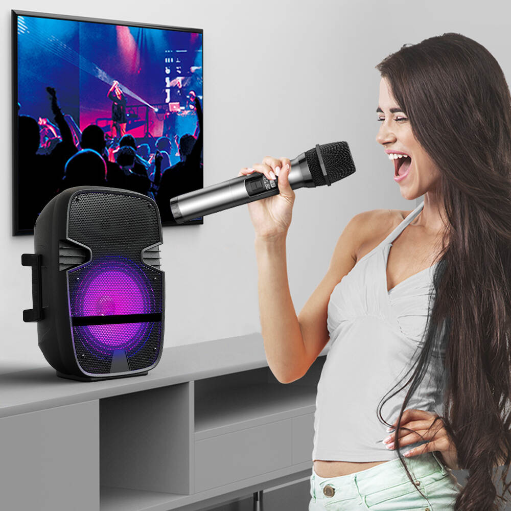 BP-8011 Karaoke Audio Box Outdoor Subwoofer Speakers Chargeable Microphone LED Light with Speaker Party Bluetooth Speaker