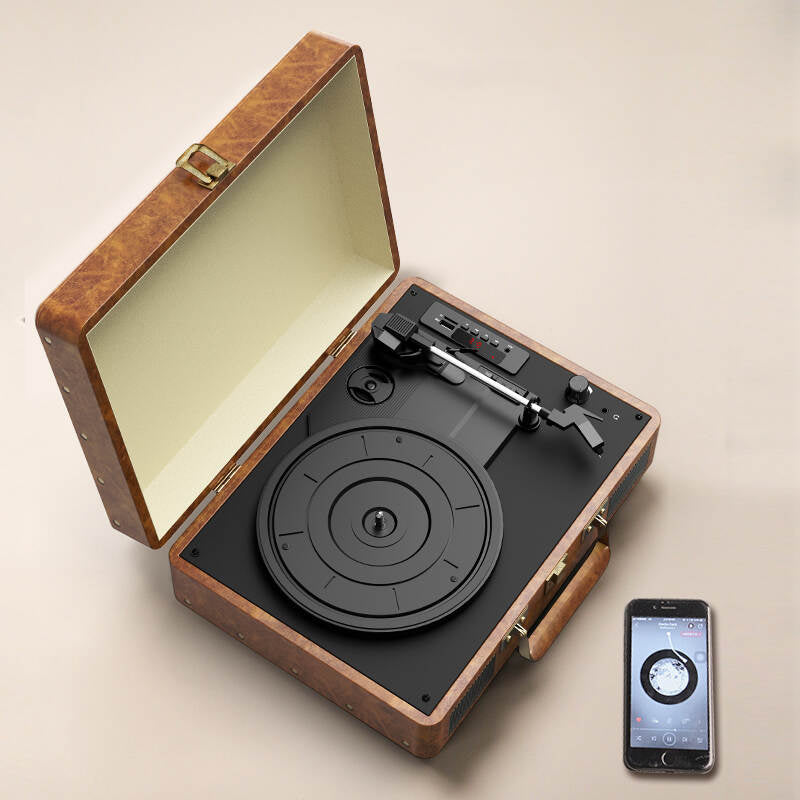 TE-2026 OEM Top Sale 3-Speed Wooden Wireless Bluetooth Radio Record Turntable Speaker