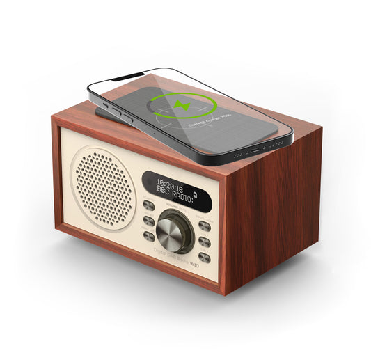 DAB Plus/FM Digital Radio Office DAB Wireless Speaker, Headphone Jack, Favourite Memory, Double Alarm Radio, USB Charging