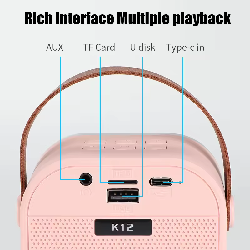 K12 Karaoke Machine Portable Blue Tooth 5.3 Pa Speaker System With 1-2 Wireless Microphones Home Family Singing Children's Gifts