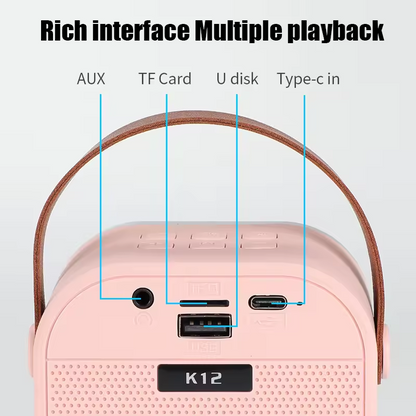 K12 Karaoke Machine Portable Blue Tooth 5.3 Pa Speaker System With 1-2 Wireless Microphones Home Family Singing Children's Gifts