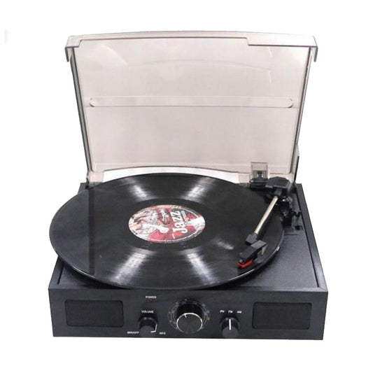 Record Player Retro Turntable All in One Vintage Phonograph Gramophone Built-in Speaker and Subwoofer 3.5mm Aux-in/USB/AM FM Radio