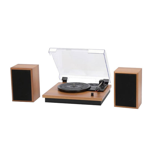 Wooden Record Player Turntable with BT Play and External Speakers 3-speed Belt Drive Turntable bluetooth Record Player