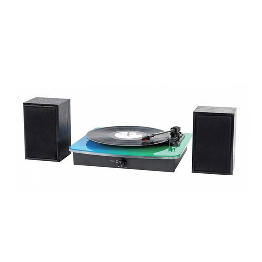 Multi-functional 3-Speed Professional Turntable with 2 External Speakers Acrylic Record Player with Wood External Speakers