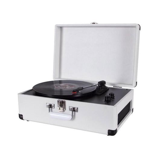 Portable BT Vinyl Record Player with Vintage Leather Cover Electronic Retro Turntable for Audio Use