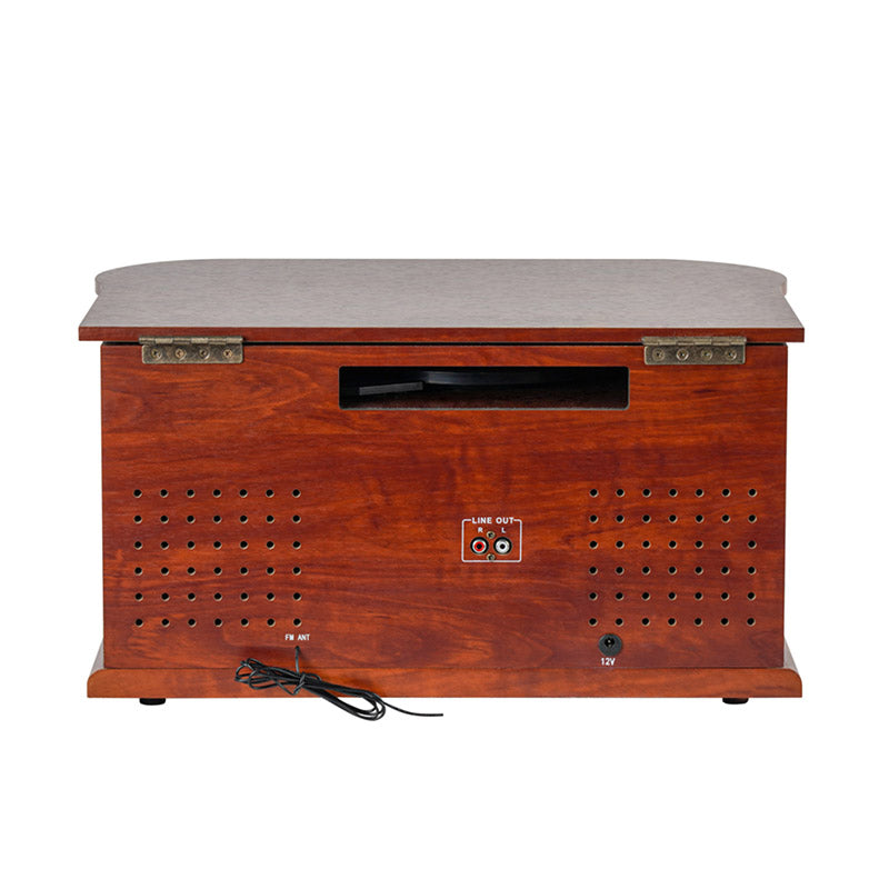 All in One Wooden USB SD Play and Recording CD Cassette AM FM Radio Gramofono Music Box Belt Drive Turntable