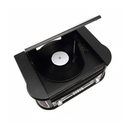 Wooden CD Play Pigtail Antenna DAB FM Radio Vinyl Turntables Player With Built-in 2x5W Speakers