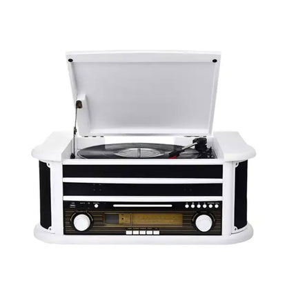 Wooden CD Play Pigtail Antenna DAB FM Radio Vinyl Turntables Player With Built-in 2x5W Speakers