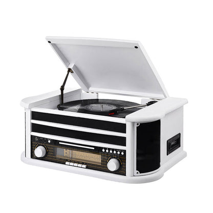 Wooden CD Play Pigtail Antenna DAB FM Radio Vinyl Turntables Player With Built-in 2x5W Speakers
