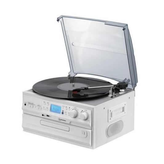 Vintage 6 in 1 Audio Old CD Cassette Turntable Record Player Vinyl Turntable LP AM FM Radio Phonograph Gramophone 3 Speed LP