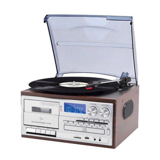 All in 1 Multifunction Retro Gramophone 3-Speed BT Stereo Vintage Turntable LP Vinyl Record Player FM AM CD USB Cassette Encode